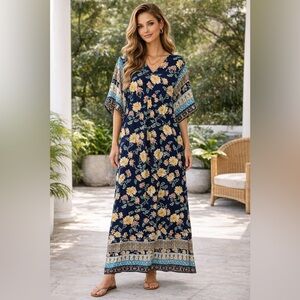 Chico's | Floral Kimono Maxi Dress - Size 4P